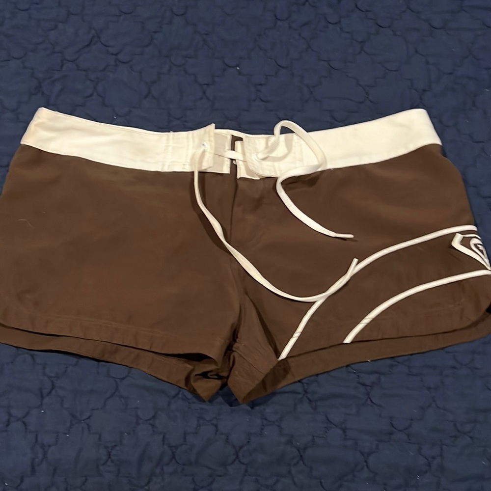 Roxy Swim Shorts Brown and White Women’s Size 9